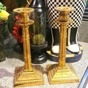 Vintage Solid Brass candle stands Very Heavy